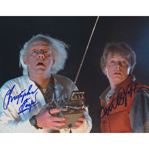 MICHAEL J FOX & CHRISTOPHER LLOYD Autograph 11x14 BACK TO THE FUTURE In-Stock